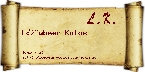 Löwbeer Kolos névjegykártya